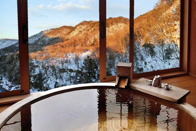 Onsen with snow